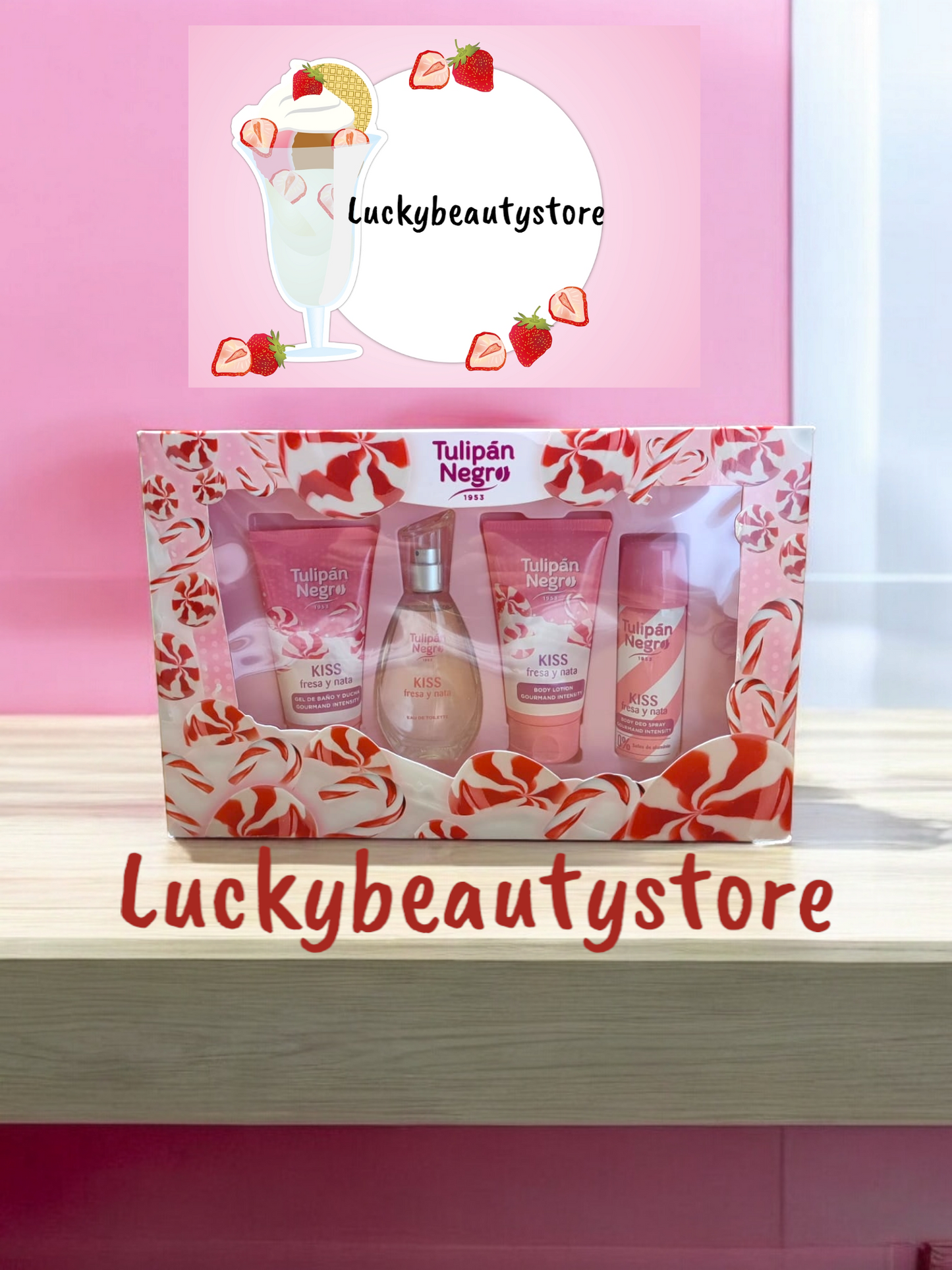 CONFEZIONE REGALO PANNA E FRAGOLA TULIPAN NEGRO