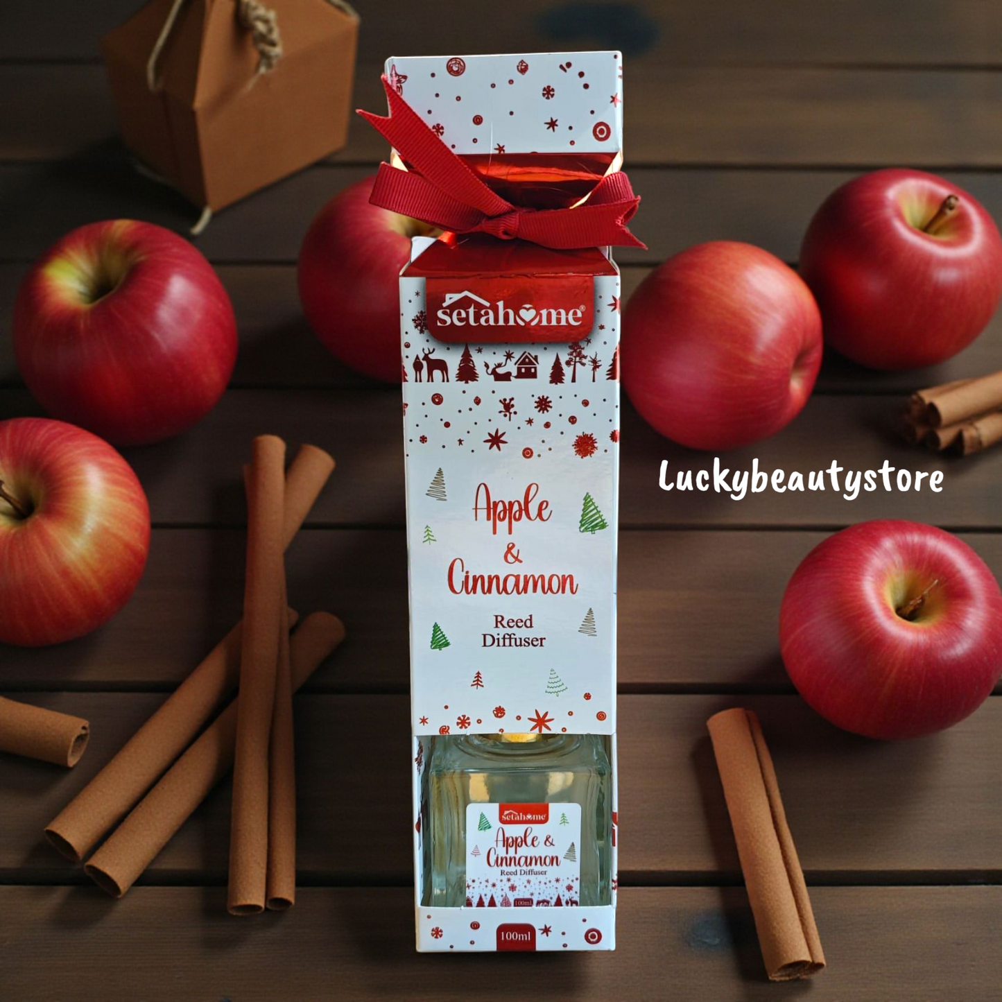 PROFUMO AMBIENTE NATALE (BASTONCINI) CONFEZIONE REGALO SETAHOME MELA E CANNELLA