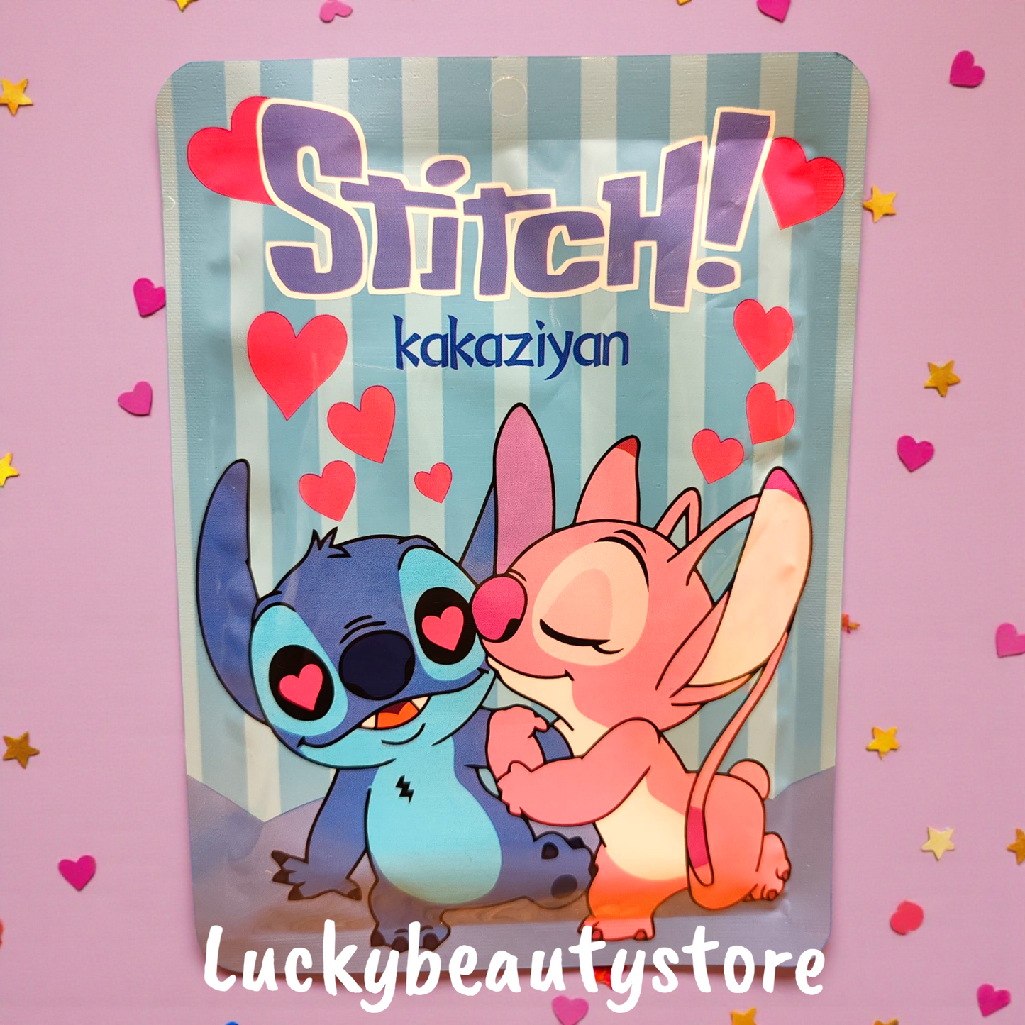 MASCHERA VISO ANGEL E STITCH CUORICINI