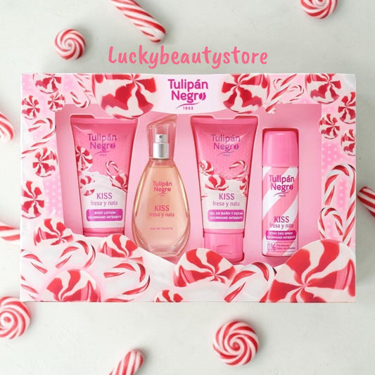 CONFEZIONE REGALO PANNA E FRAGOLA TULIPAN NEGRO