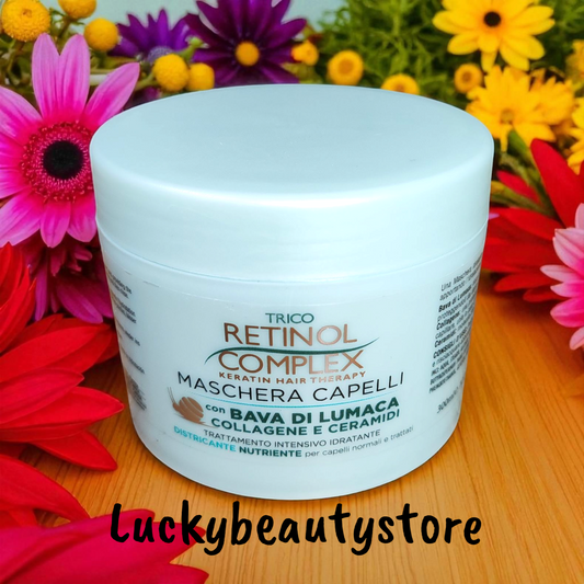MASCHERA CAPELLI TRATTAMENTO INTENSIVO IDRATANTE CON BAVA DI LUMACA RETINOL COMPLEX DISTRICANTE E NUTRIENTE