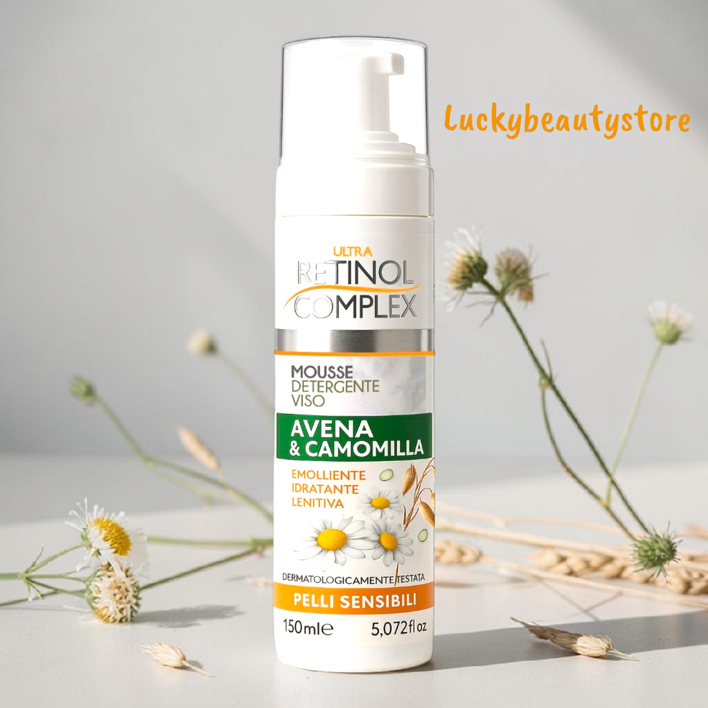 MOUSSE DETERGENTE VISO RETINOL COMPLEX AVENA E CAMOMILLA PELLI SENSIBILI